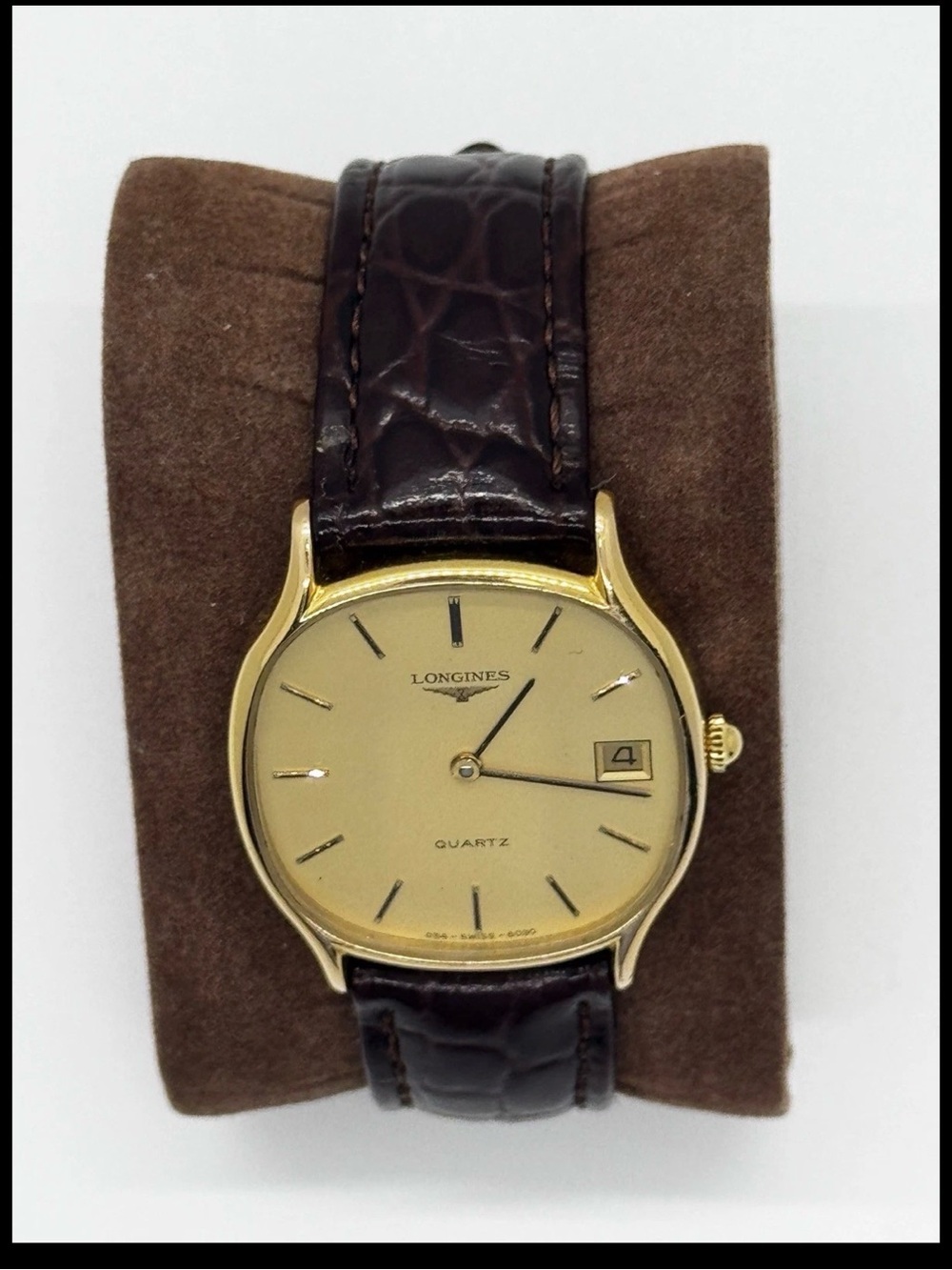 Rare Vintage 1980s Longines Quartz Gold Plated Mens Dress Watch Date